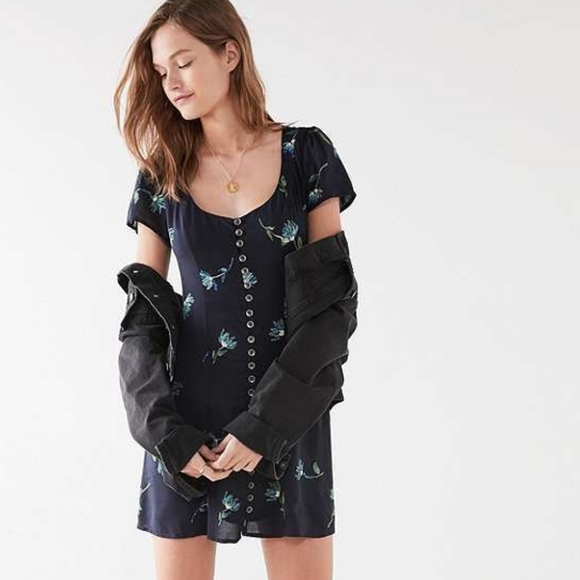 Urban Outfitters Blue Button Up Mini Dress - Picture 8 of 10